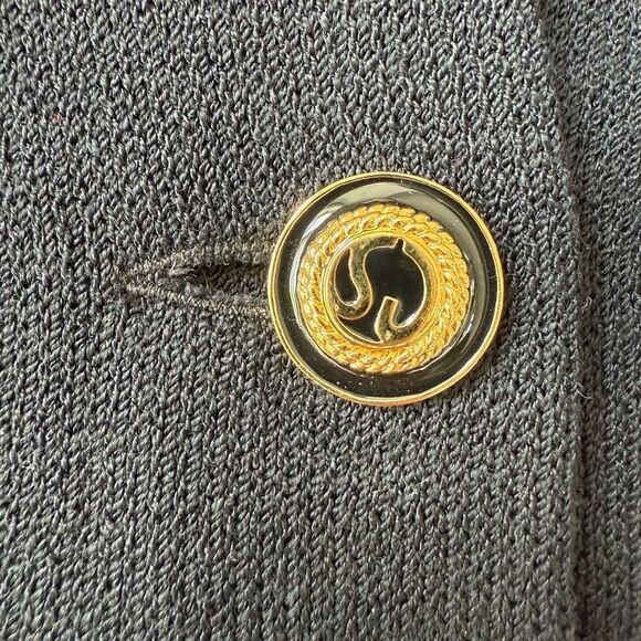 St John Collection Marie Gray Black Santana Knit Button Front Dress 6 - Picture 3 of 9